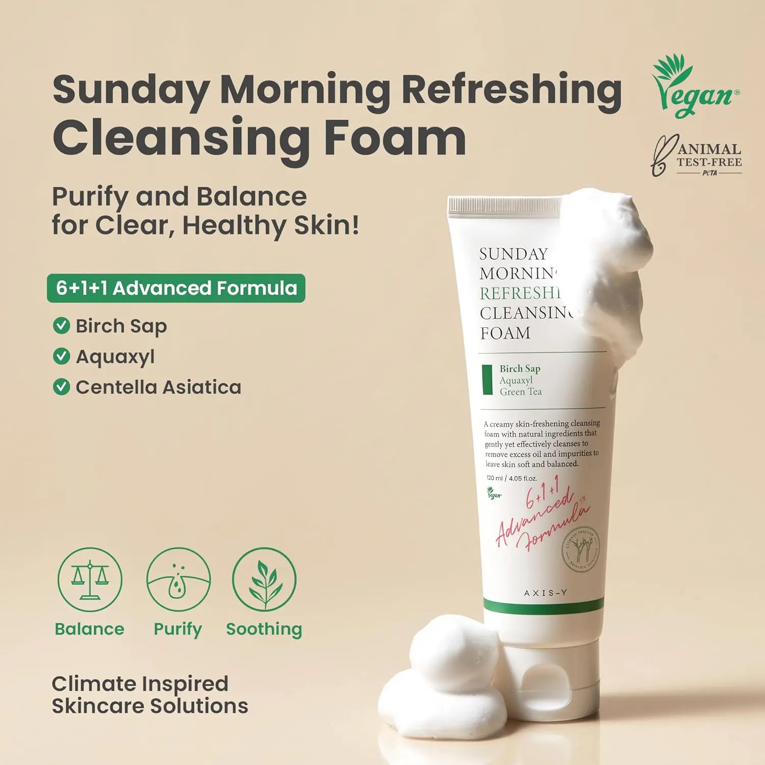 Picture of AXIS-Y Sunday Morning Refreshing Cleansing Foam – Gentle Daily Cleanser(120ml)(Off White)