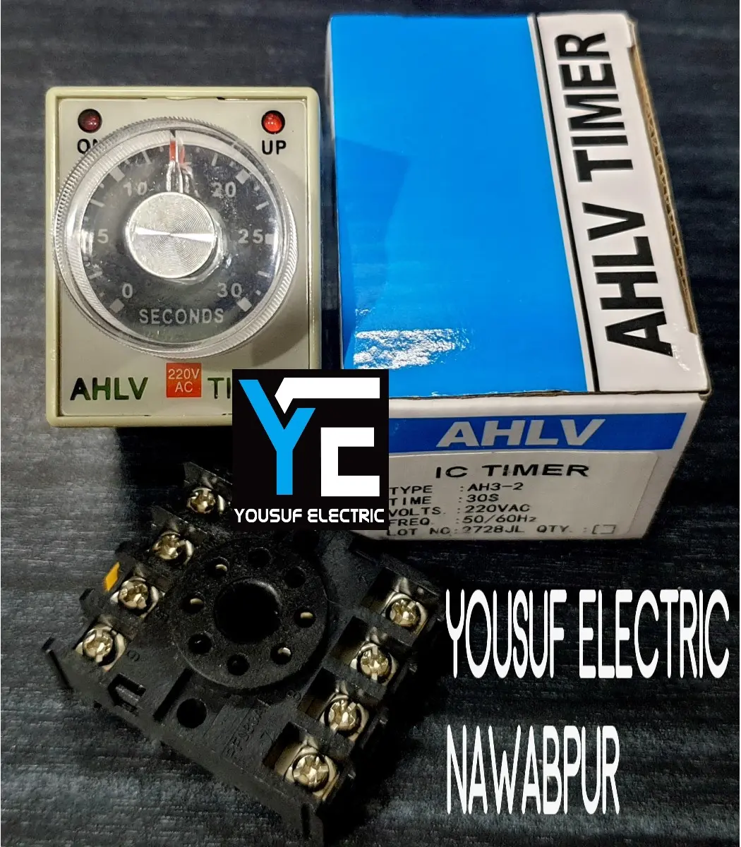 Picture of Time Relay timer Adjustable 30 seconds 8 pin AC 220V with base - Grey