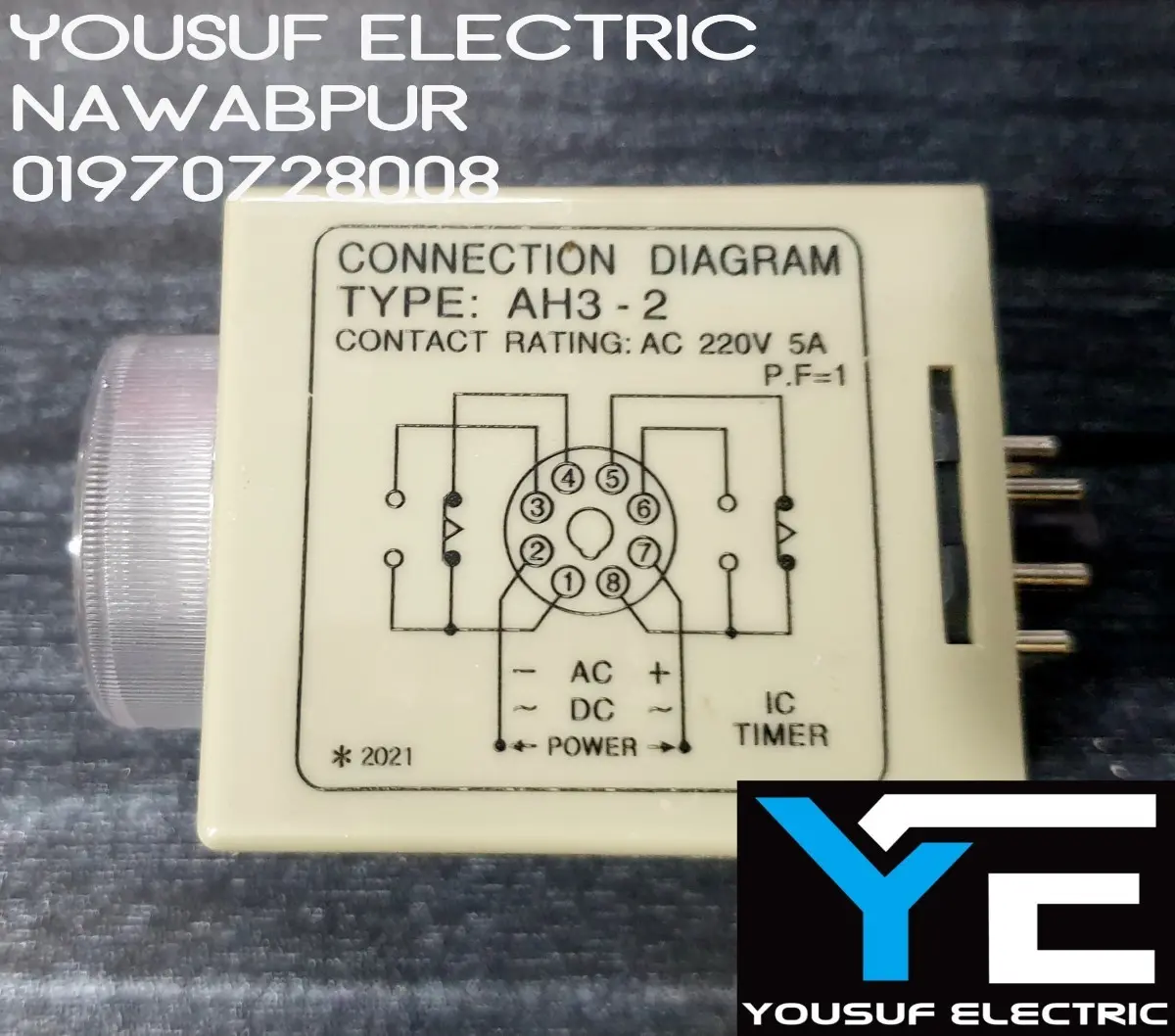 Picture of Time Relay timer Adjustable 30 seconds 8 pin AC 220V with base - Grey