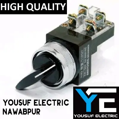 Picture of Selector switch on off rotary 5A To 10A switch knob switch VAC250 Hanyoung two position 1NO 1 NC 4 terminal industrial switch - Black