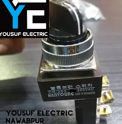 Picture of Selector switch on off rotary 5A To 10A switch knob switch VAC250 Hanyoung two position 1NO 1 NC 4 terminal industrial switch - Black