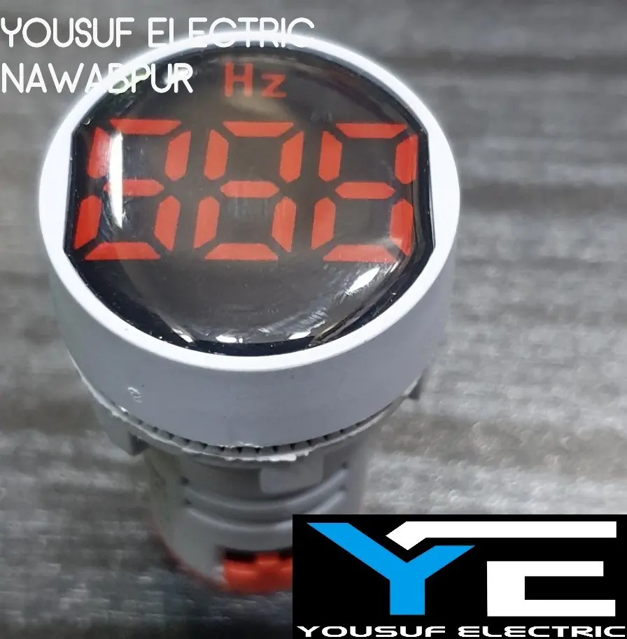 Picture of 22mm ROUND AC Hz Meters Frequency Meter Hertz Meter 50Hz 60Hz Panel Mount 22mm Round Panel Frequency AC 220V Hz LED Digital Display Hz Indicator Light AC 12-500V Line Volt Hz Meter Powerpoints - Red