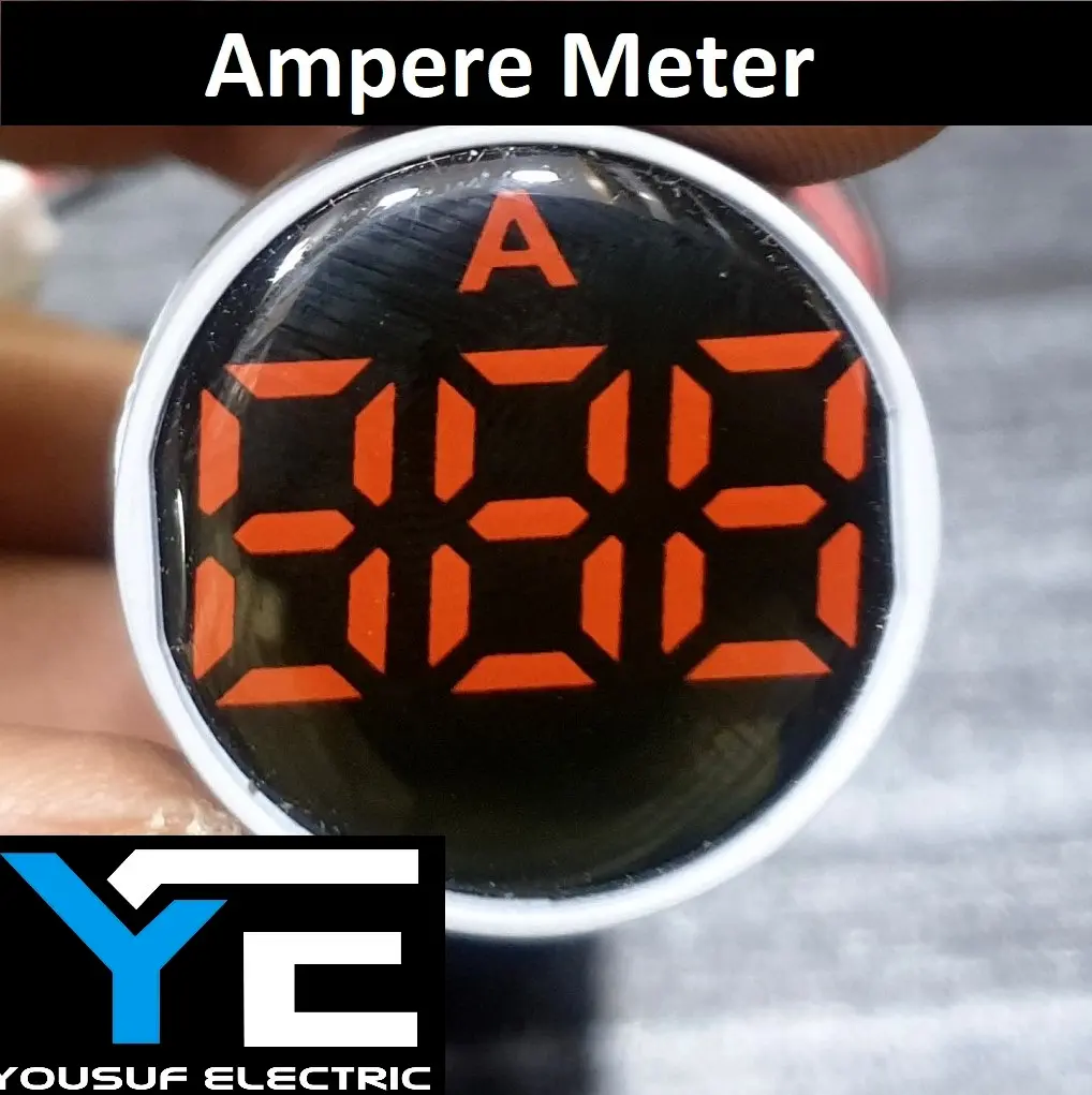 Picture of Digital Ampere Meter 22mm 100A Panel Mount 22mm Round Panel Ampere Meter AC 01-100A LED Digital Display Ampere Meter Indicator Light - Red
