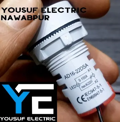 Picture of Digital Ampere Meter 22mm 100A Panel Mount 22mm Round Panel Ampere Meter AC 01-100A LED Digital Display Ampere Meter Indicator Light - Red