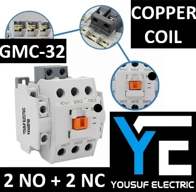 Picture of Magnetic Contactor LS GMC 32 3P 50 Ampere AC 3p 2NO 2NC Copper coil Voltage AC 220V three phase for Industrial use replace Finder Relay - White
