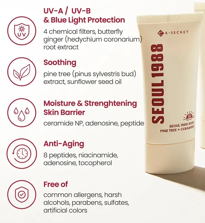 Picture of K-Secret Seoul 1988 Sun Cream SPF 50+ PA++++ with Pine Tree & Ceramide 50ml