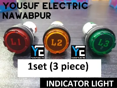 Picture of 22mm ROUND Indicator Lamp L1L2L3 (3 piece) 1set Panel Mount 22mm Round Panel AC 220V LED Digital Display Indicator Light AC 12-500V Line Powerpoints - Red