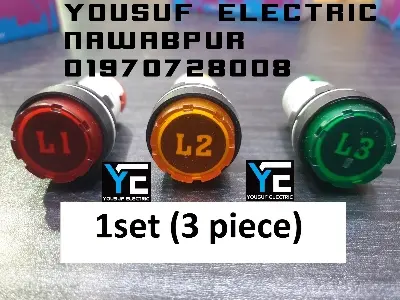 Picture of 22mm ROUND Indicator Lamp L1L2L3 (3 piece) 1set Panel Mount 22mm Round Panel AC 220V LED Digital Display Indicator Light AC 12-500V Line Powerpoints - Red