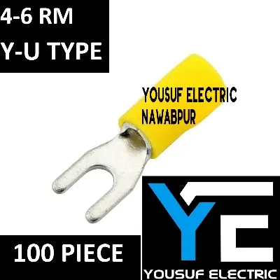 Picture of Cable Lug 4-6 Rm Terminal Y-U type Lugs insulated Connector Clip 4-6 Rm Copper 100 Piece Pack - Yellow