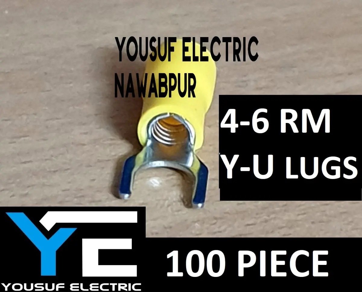 Picture of Cable Lug 4-6 Rm Terminal Y-U type Lugs insulated Connector Clip 4-6 Rm Copper 100 Piece Pack - Yellow