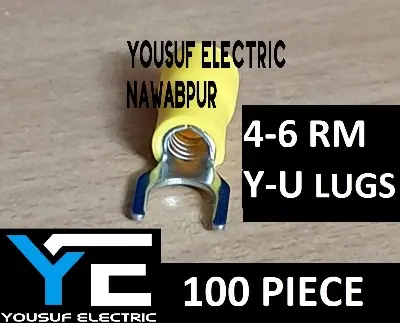 Picture of Cable Lug 4-6 Rm Terminal Y-U type Lugs insulated Connector Clip 4-6 Rm Copper 100 Piece Pack - Yellow