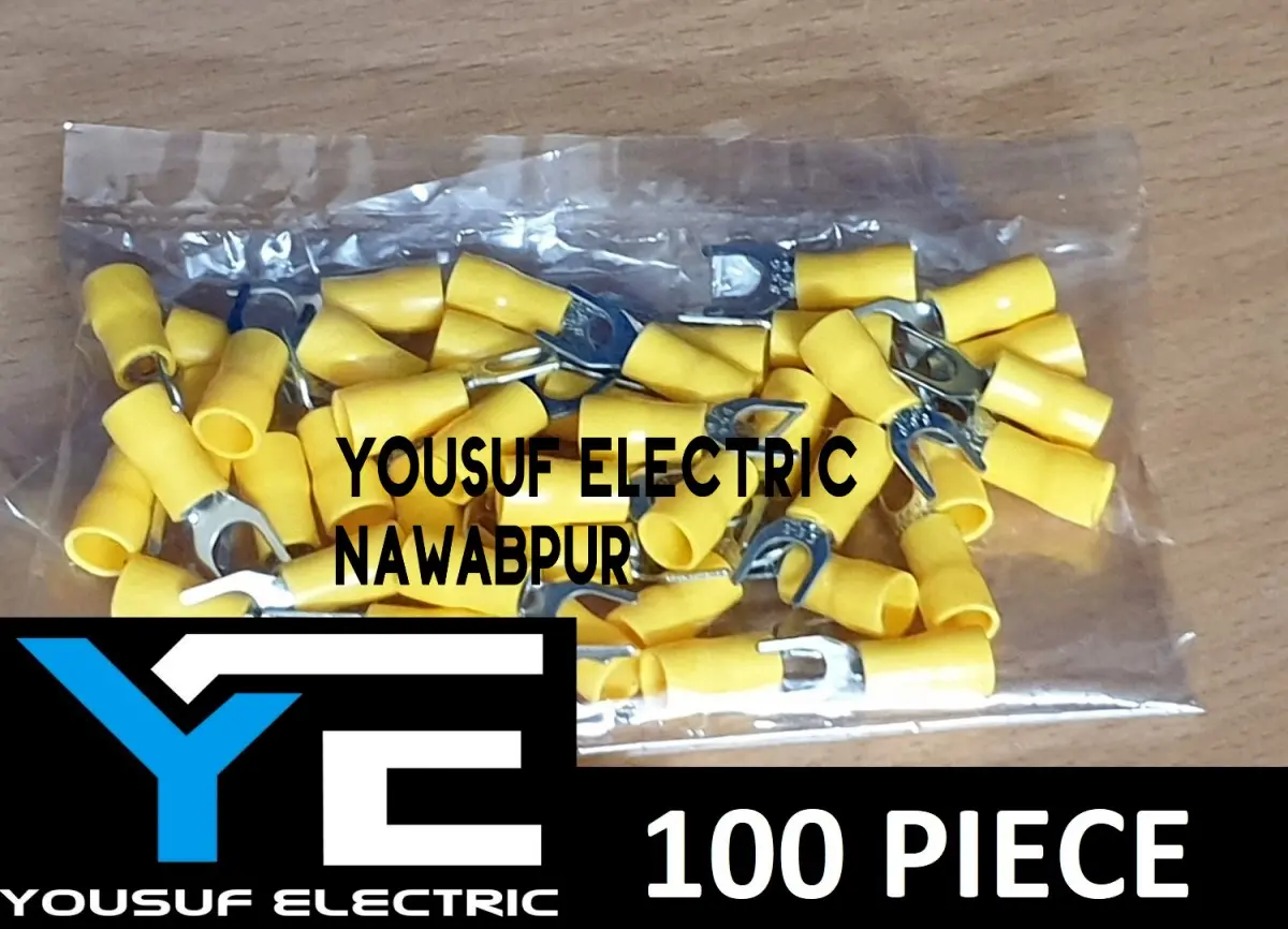 Picture of Cable Lug 4-6 Rm Terminal Y-U type Lugs insulated Connector Clip 4-6 Rm Copper 100 Piece Pack - Yellow