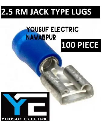 Picture of Cable Lug 2-2.5 Rm Terminal JACK type Lugs insulated Connector Clip 2.5 Rm Copper 100 Piece Pack - Blue
