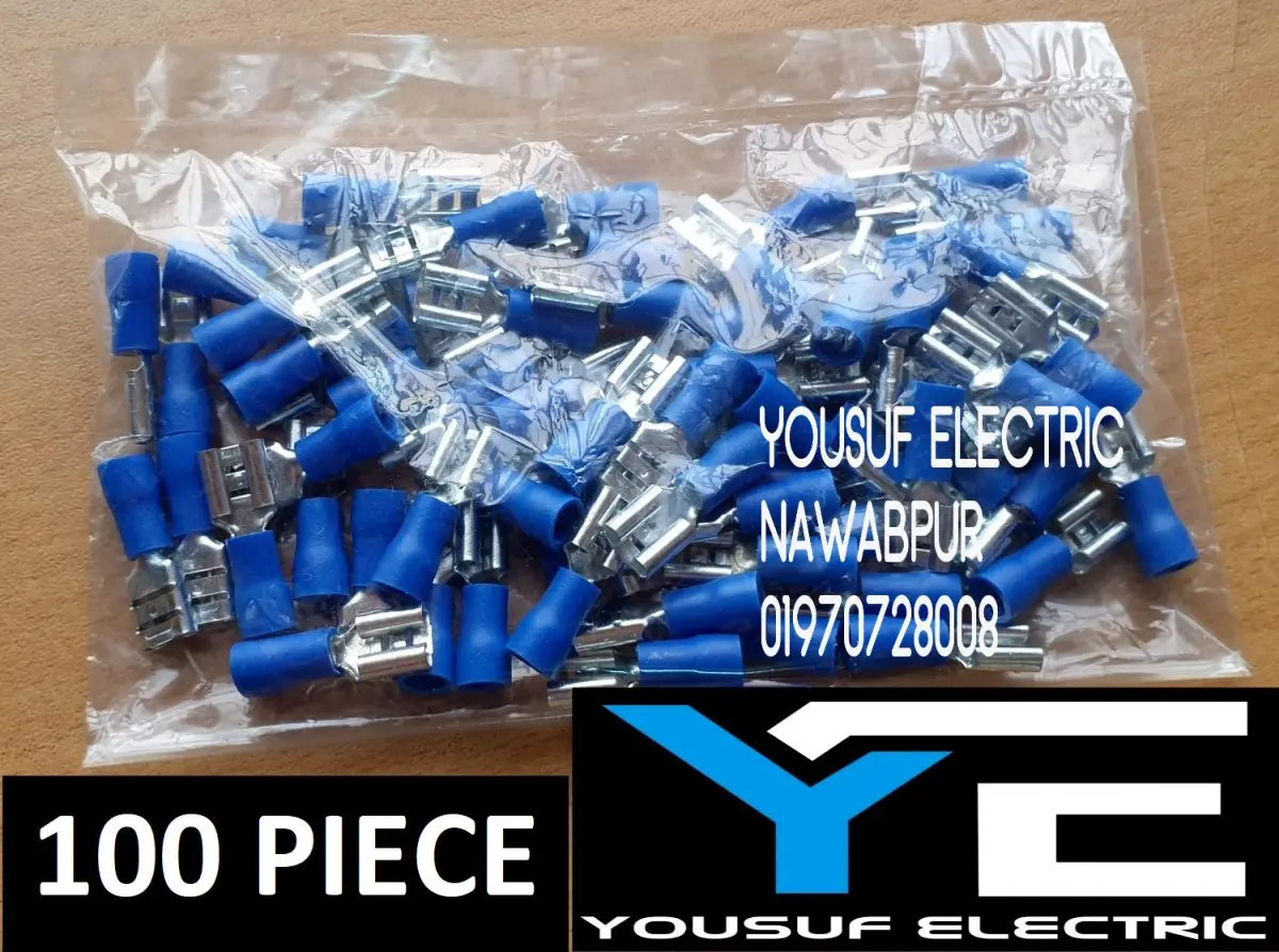 Picture of Cable Lug 2-2.5 Rm Terminal JACK type Lugs insulated Connector Clip 2.5 Rm Copper 100 Piece Pack - Blue