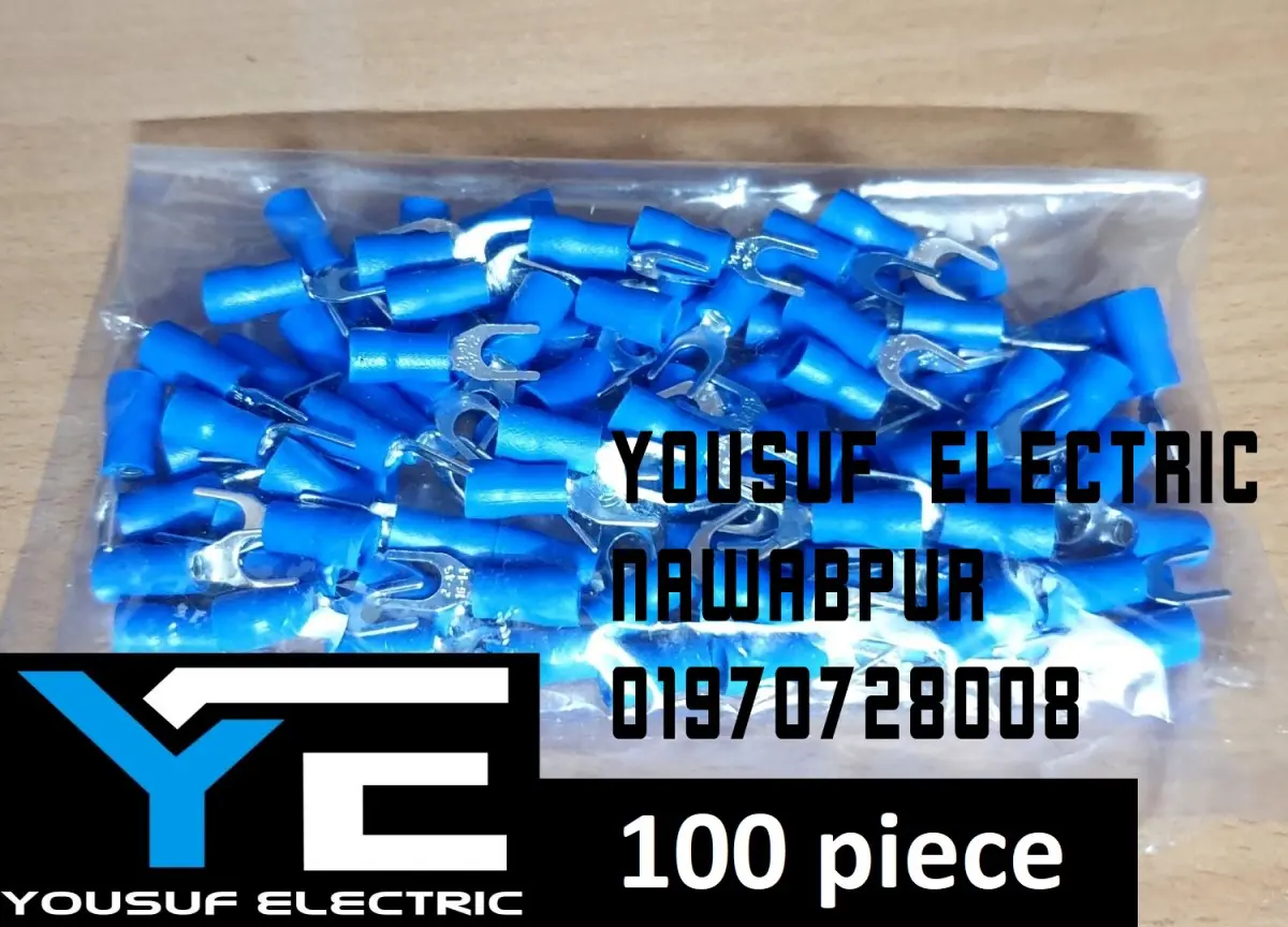 Picture of Cable Lug 2-2.5 Rm Terminal Y - U type Lugs insulated Connector Clip 2.5 Rm Copper 100 Piece Pack - Blue