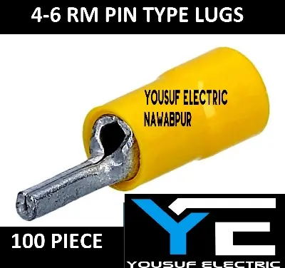 Picture of Cable Lug 4-6 Rm Terminal pin type Lugs insulated Connector Clip 4-6 Rm Copper 100 Piece Pack - Yellow