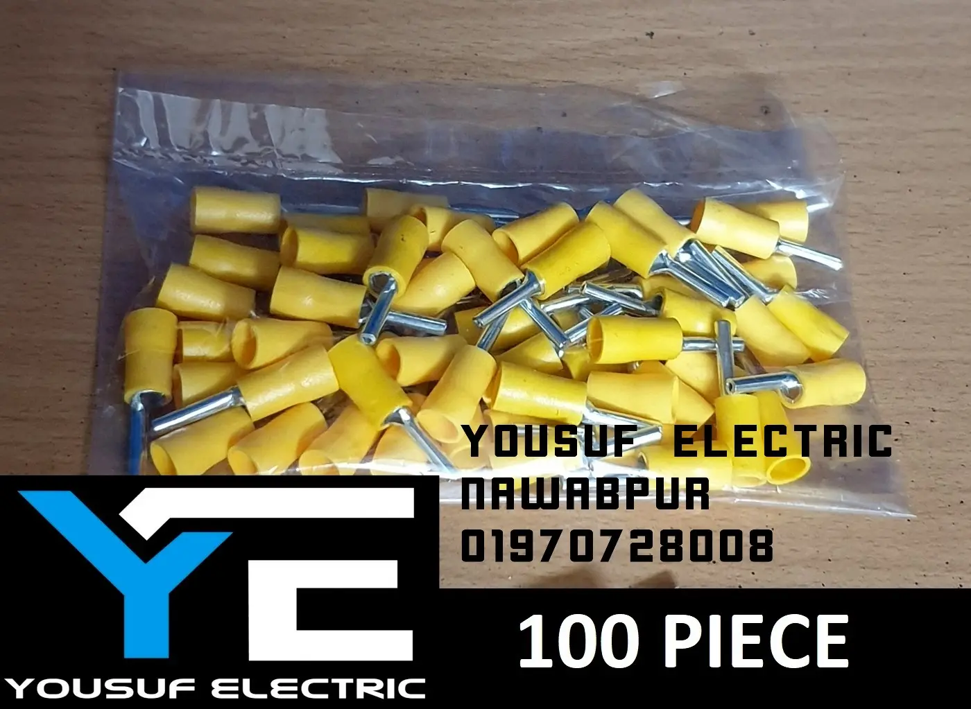 Picture of Cable Lug 4-6 Rm Terminal pin type Lugs insulated Connector Clip 4-6 Rm Copper 100 Piece Pack - Yellow