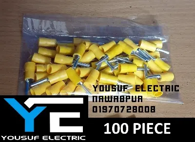 Picture of Cable Lug 4-6 Rm Terminal pin type Lugs insulated Connector Clip 4-6 Rm Copper 100 Piece Pack - Yellow