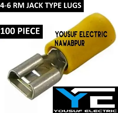 Picture of Cable Lug 4-6 Rm Terminal jack type Lugs insulated Connector Clip 4-6 Rm Copper 100 Piece Pack - Yellow
