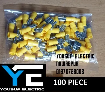 Picture of Cable Lug 4-6 Rm Terminal jack type Lugs insulated Connector Clip 4-6 Rm Copper 100 Piece Pack - Yellow