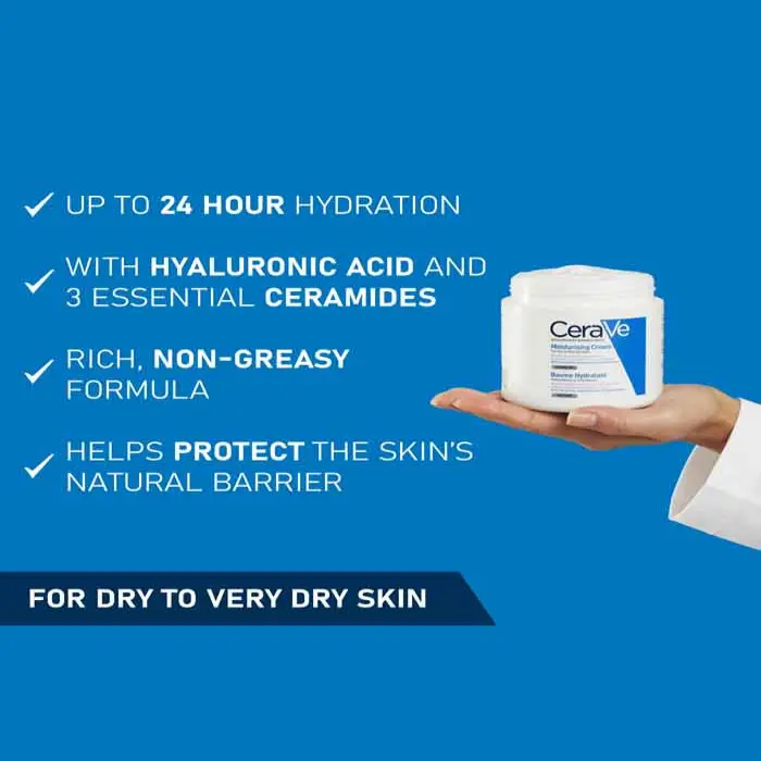 Picture of CeraVe Moisturising Cream for Dry to Very Dry Skin – with Hyaluronic Acid & 3 Essential Ceramides 340gm