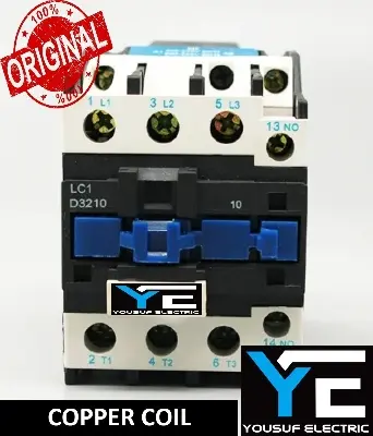 Picture of Magnetic Contactor Telemecanique LC1 D32 3 Phase 50 Ampere AC 3p NO NC Copper coil Voltage AC 220V three phase for Industrial use replace Finder Relay - Black