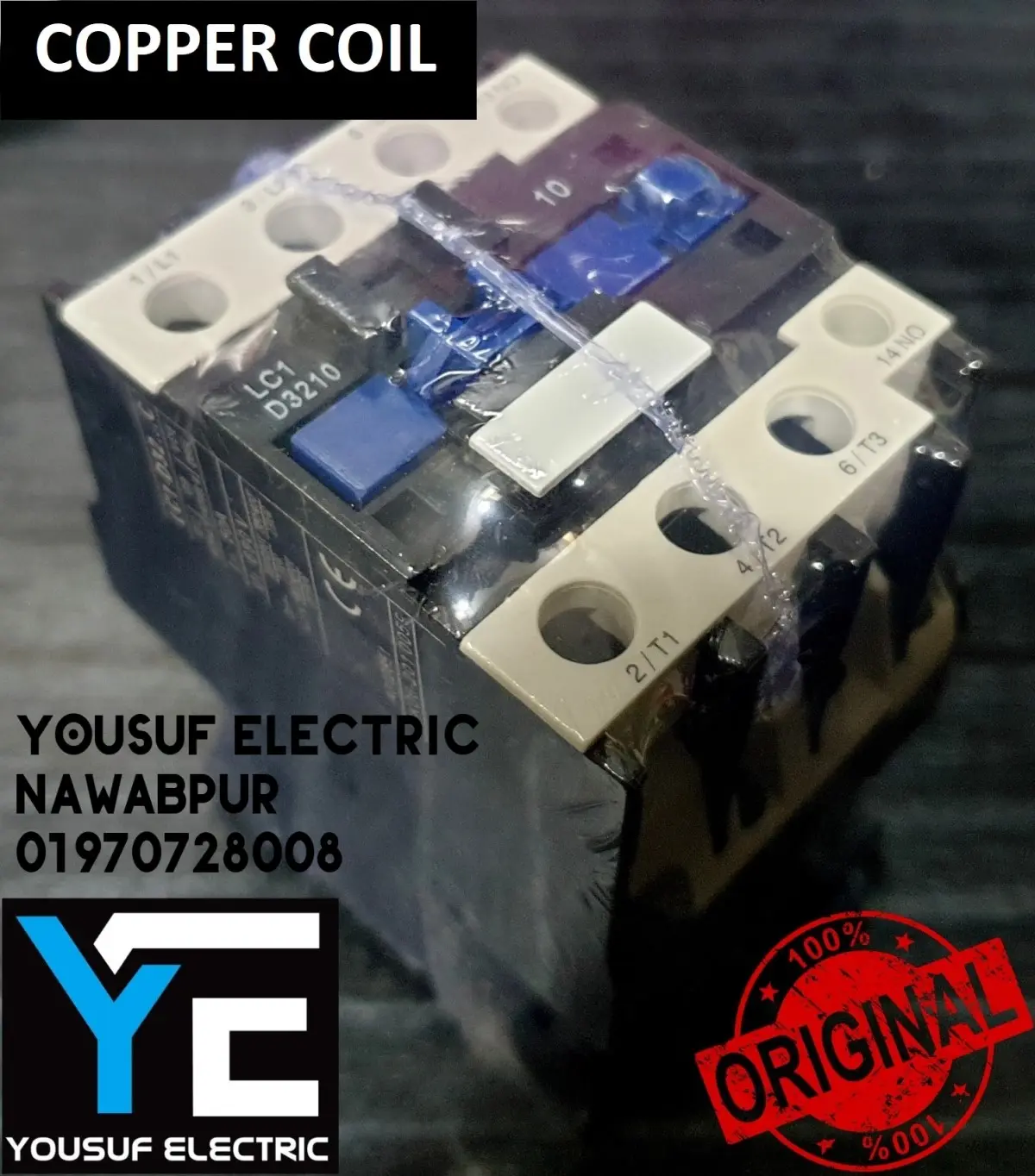 Picture of Magnetic Contactor Telemecanique LC1 D32 3 Phase 50 Ampere AC 3p NO NC Copper coil Voltage AC 220V three phase for Industrial use replace Finder Relay - Black