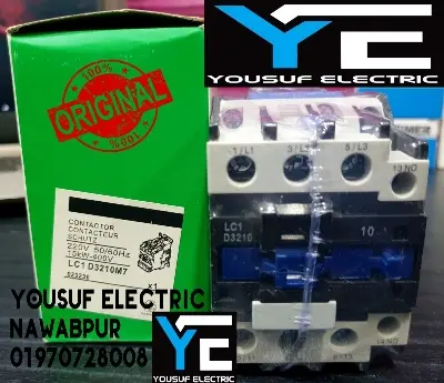 Picture of Magnetic Contactor Telemecanique LC1 D32 3 Phase 50 Ampere AC 3p NO NC Copper coil Voltage AC 220V three phase for Industrial use replace Finder Relay - Black