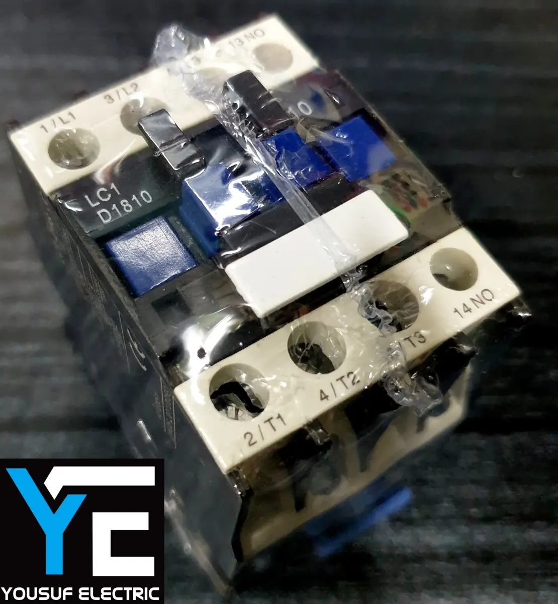 Picture of Magnetic Contactor Telemecanique LC1 D18 3 Phase 32 Ampere AC 3p NO NC Copper coil Voltage AC 220V three phase for Industrial use replace Finder Relay - Black