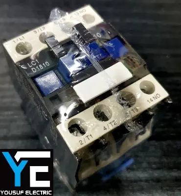 Picture of Magnetic Contactor Telemecanique LC1 D18 3 Phase 32 Ampere AC 3p NO NC Copper coil Voltage AC 220V three phase for Industrial use replace Finder Relay - Black