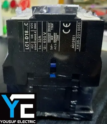 Picture of Magnetic Contactor Telemecanique LC1 D18 3 Phase 32 Ampere AC 3p NO NC Copper coil Voltage AC 220V three phase for Industrial use replace Finder Relay - Black