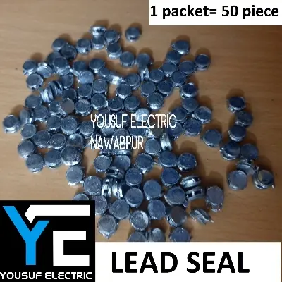 Picture of Lead security seal 10 mm (50 piece) Two-Hole Lead Seal small size - Door Bottom Sealing Strip  LOCK sealing - Silver