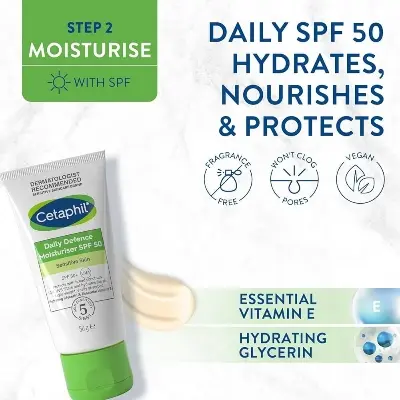 Picture of Cetaphil UVA/UVB Defense SPF 50+ Face & Body Moisturiser 50ml