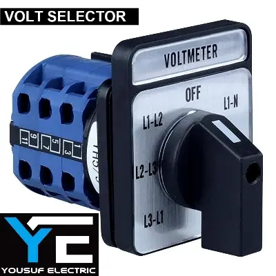 Picture of Volt selector switch on off rotary 3 position 3 way cam switch 3 phase voltage selector CA10 reverse forward switch - Black