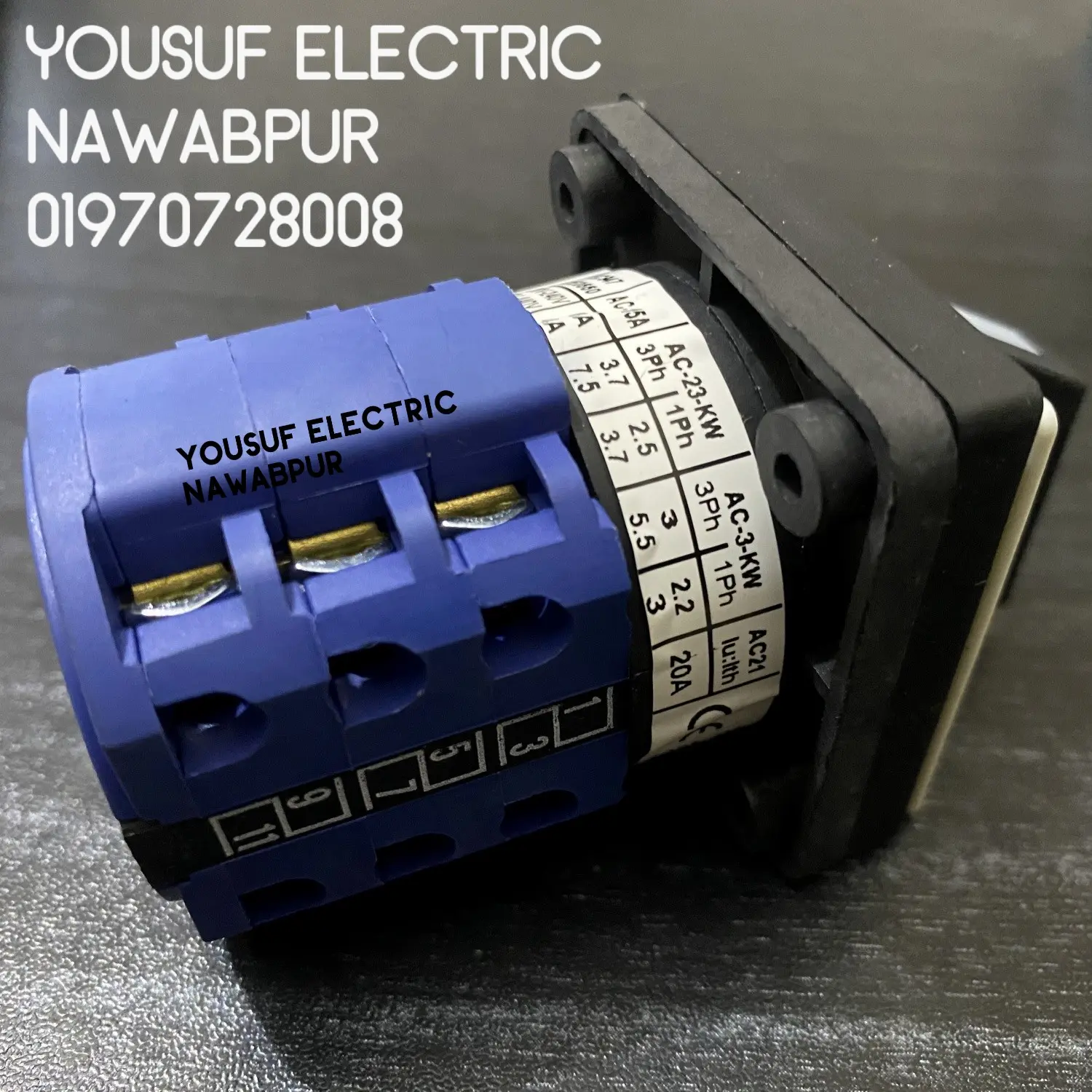 Picture of On off selector switch rotary 3 position 3 way cam switch 3 phase selector reverse forward Changeover Motor Switch switch - Blue