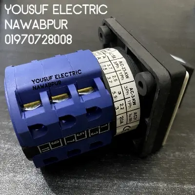 Picture of On off selector switch rotary 3 position 3 way cam switch 3 phase selector reverse forward Changeover Motor Switch switch - Blue