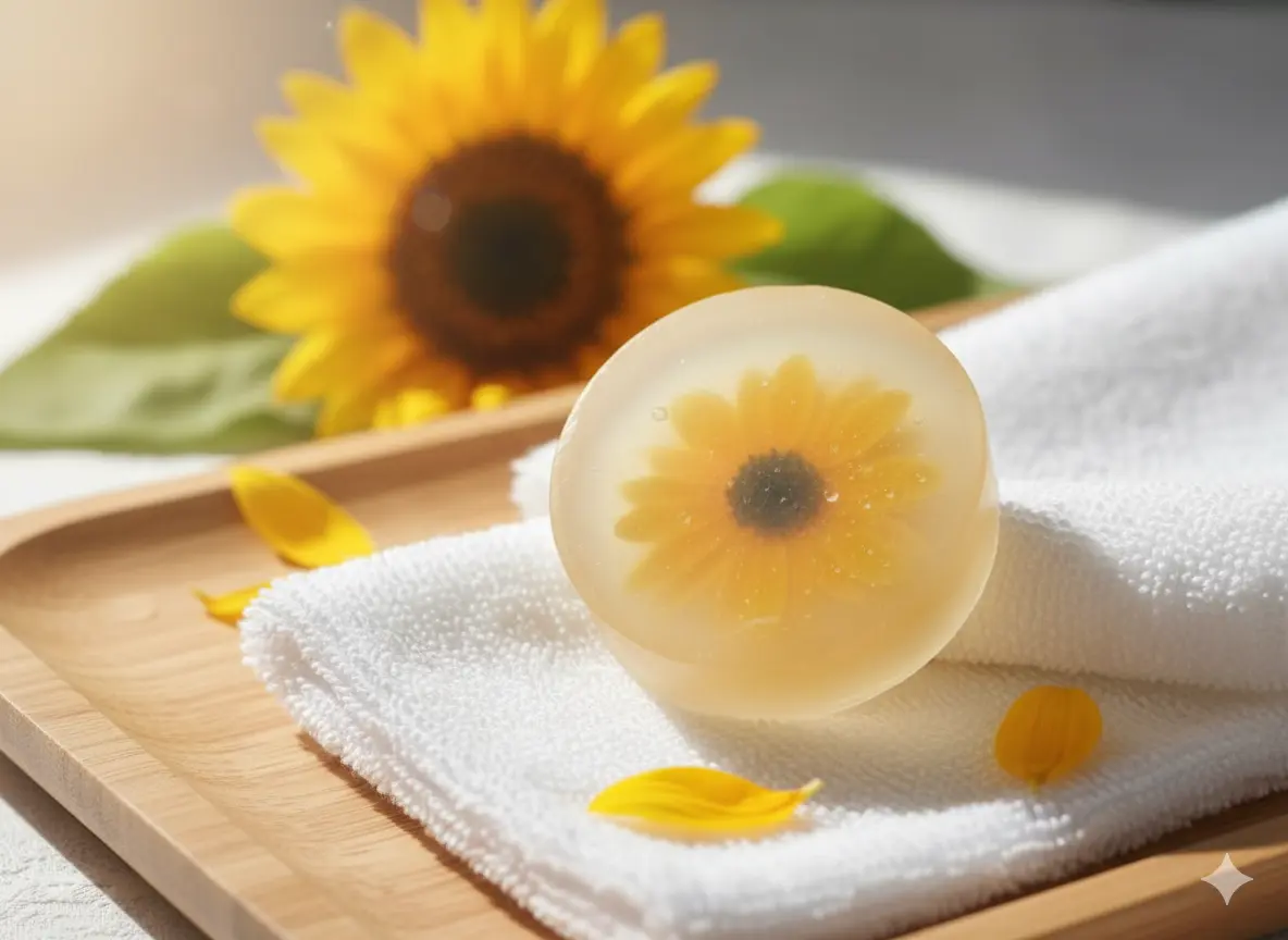 Picture of Handmade Sunflower Glycerine Soap – 60gm | Brightening and Moisture-Locking Formula