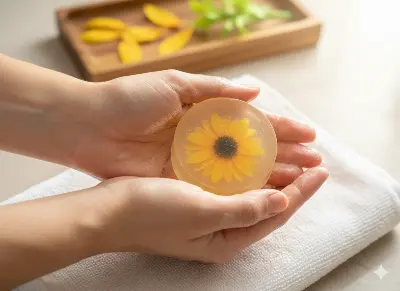 Picture of Handmade Sunflower Glycerine Soap – 60gm | Brightening and Moisture-Locking Formula