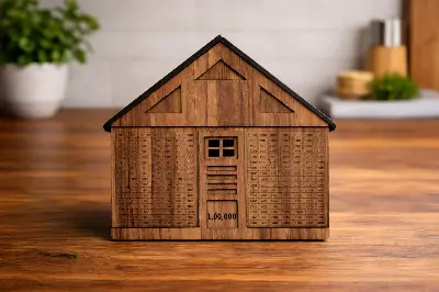 Picture of Wooden Money Saving Box House Design | 1,00,000 Savings Target-(Wood)
