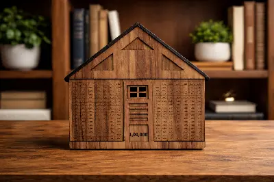 Picture of Wooden Money Saving Box House Design | 1,00,000 Savings Target-(Wood)