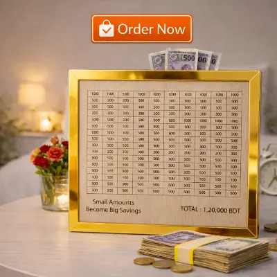 Picture of Savings Challenge Frame Up to 120000 BDT – Golden Money Saving Tracker Board for Home & Office Decor-(White)
