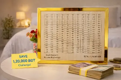 Picture of Savings Challenge Frame Up to 120000 BDT – Golden Money Saving Tracker Board for Home & Office Decor-(White)