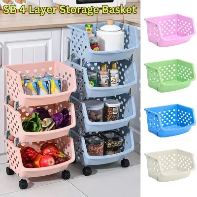 Picture of 
Vegetable Basket Multifunctional, 4 Layer High Capacity, Durable ,Stackable, Hollow-Out Household Storage Rack