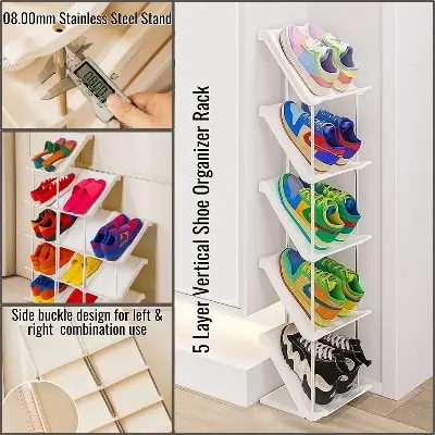 Picture of 5 Layer Vertical Shoe Rack Space Saving Cabinet