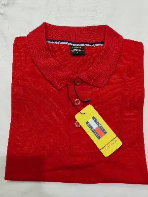 Picture of Men's Red Color Polo Shirt Pk Cotton Fabric Red