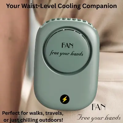 Picture of Portable Waist Hanging Fan Mini Neck Fans with Adjustable Bladeless USB Rechargeable Sports Cooling Fan