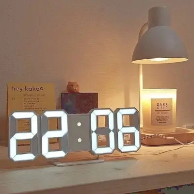 Picture of 3D Digital Wall Clock LED Table Clock Time Alarm Temperature Date Sound Control Night Light With Remote Control Clock