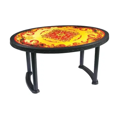 Picture of 6 Seated Deluxe Table-Print Black Ornate (P/L)-TEL