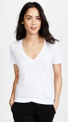 Picture of V Neck White Color Plain T-Shirt | Soft 100% Cotton Fabric | Summer Friendly Stylish White