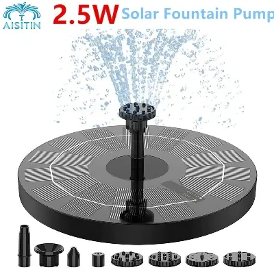 Picture of 2.5W Solar Fountain Pump Solar Water Pump, AISITIN Floating Fountain with 6 Nozzles, for Bird Bath, Fish tank, Pond Indoor